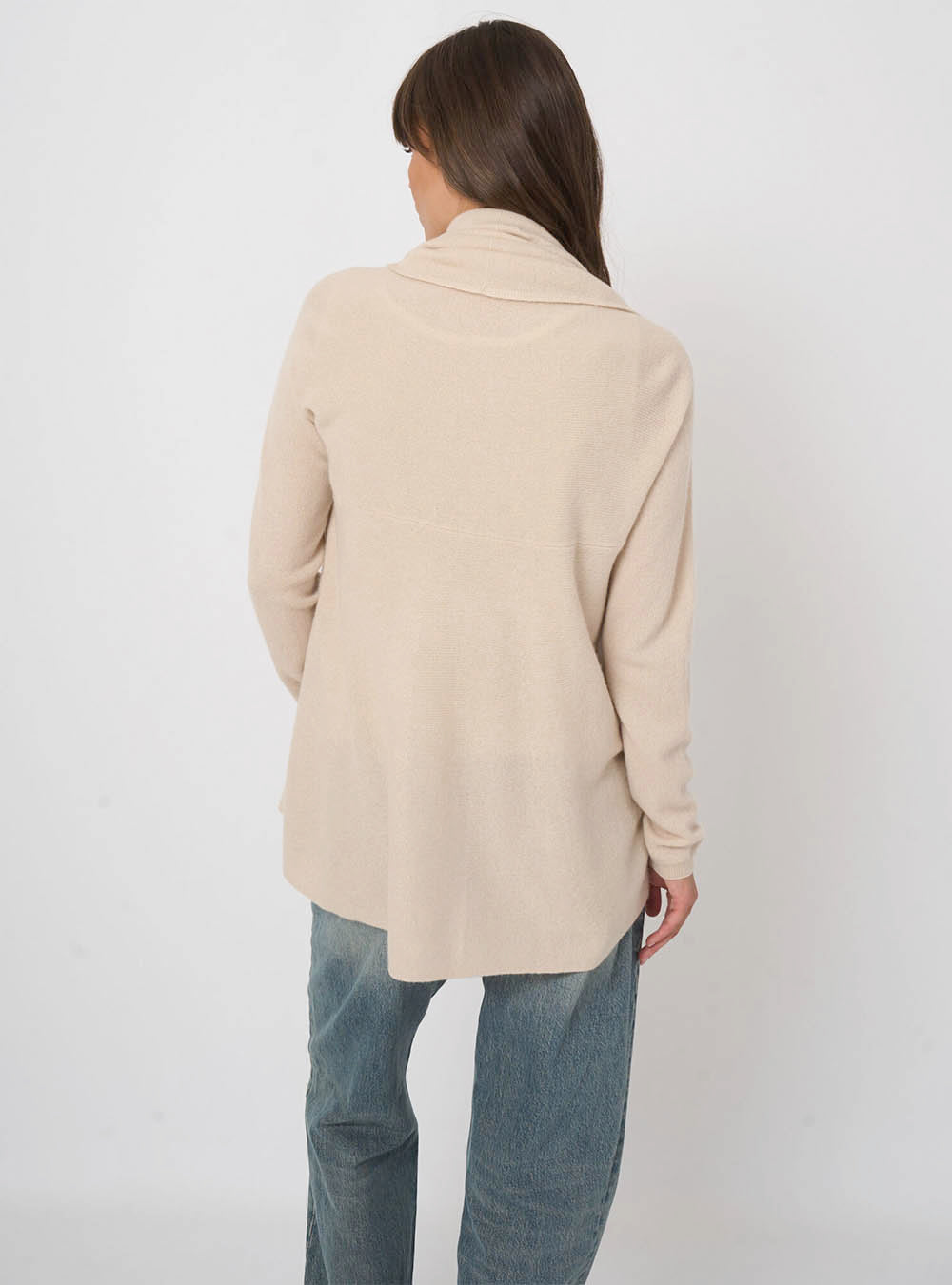 Repeat Cashmere Open Organic Cashmere Cardigan With Shawl Neck - Natural