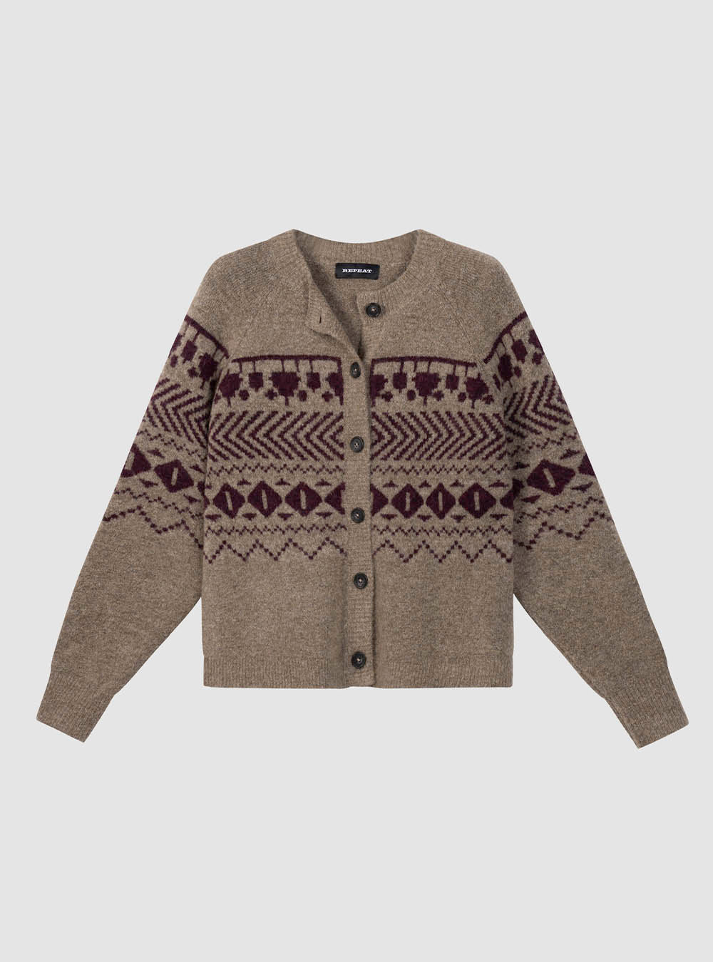 Repeat Cashmere Wool-Alpaca Jacquard Cardigan - Earth