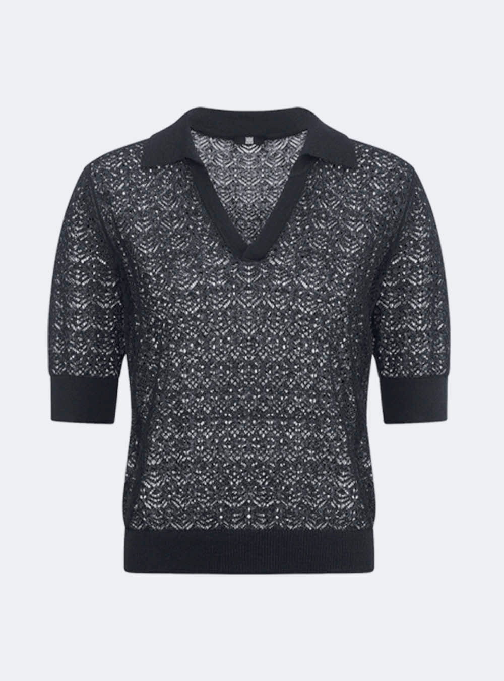 Riani Knit Shirt with Polo Collar - Black