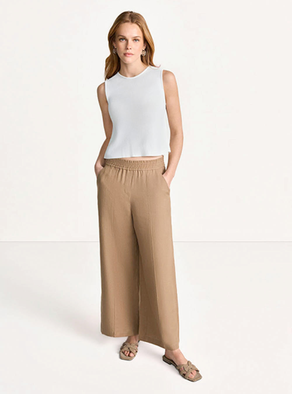 Riani Slip-on Linen Trousers - Coconut