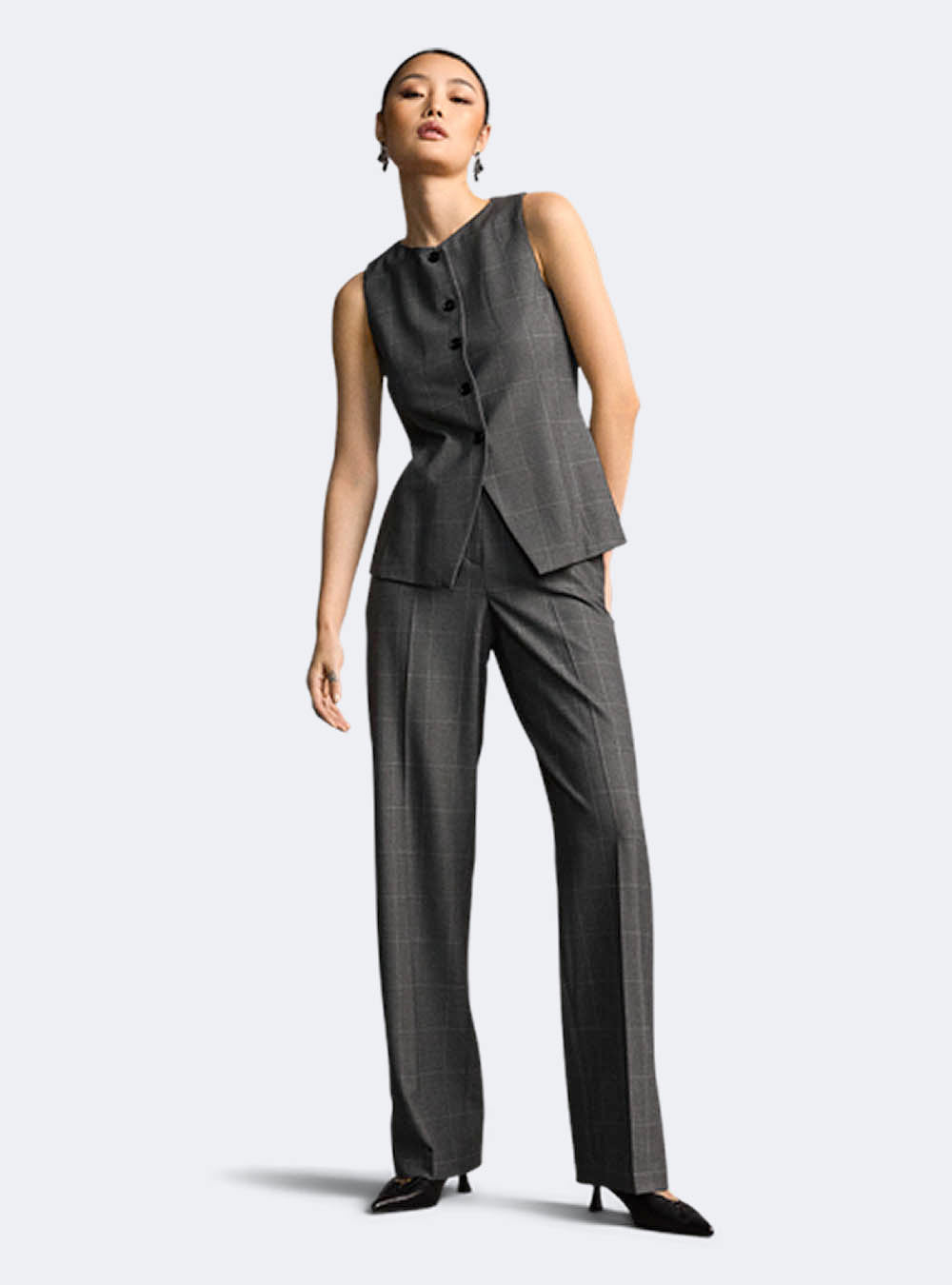 Riani Wide Fit Trousers with Check Pattern