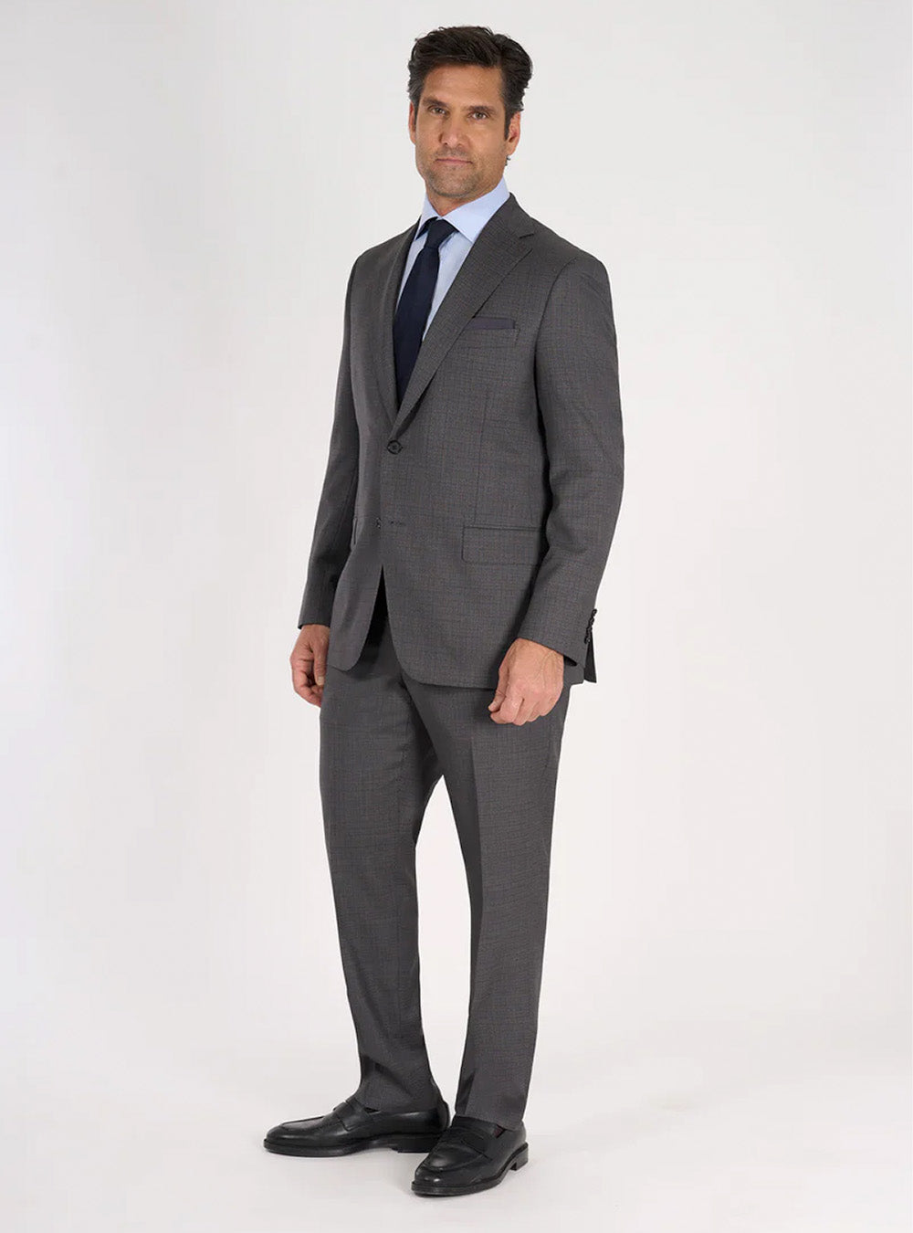 Samuelsohn Grey and Caramel Super 140’s Checked Suit