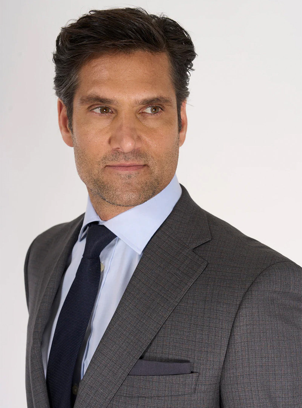 Samuelsohn Grey and Caramel Super 140’s Checked Suit