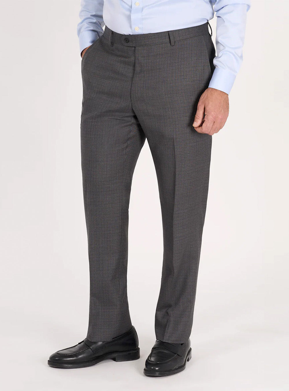 Samuelsohn Grey and Caramel Super 140’s Checked Suit