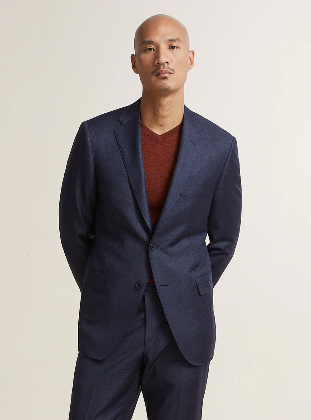 Samuelsohn Navy Blue Sharkskin Suit