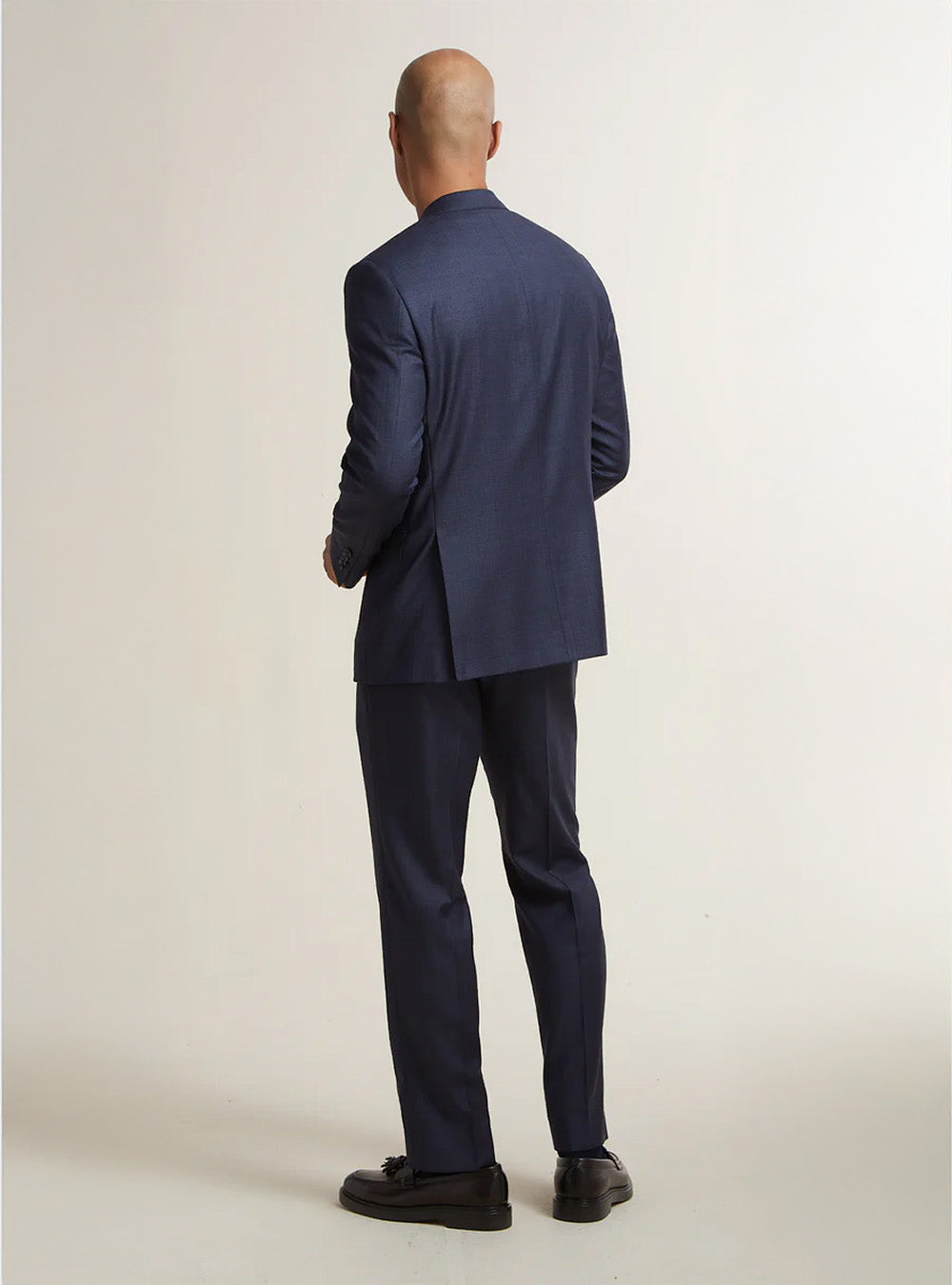 Samuelsohn Navy Blue Sharkskin Suit