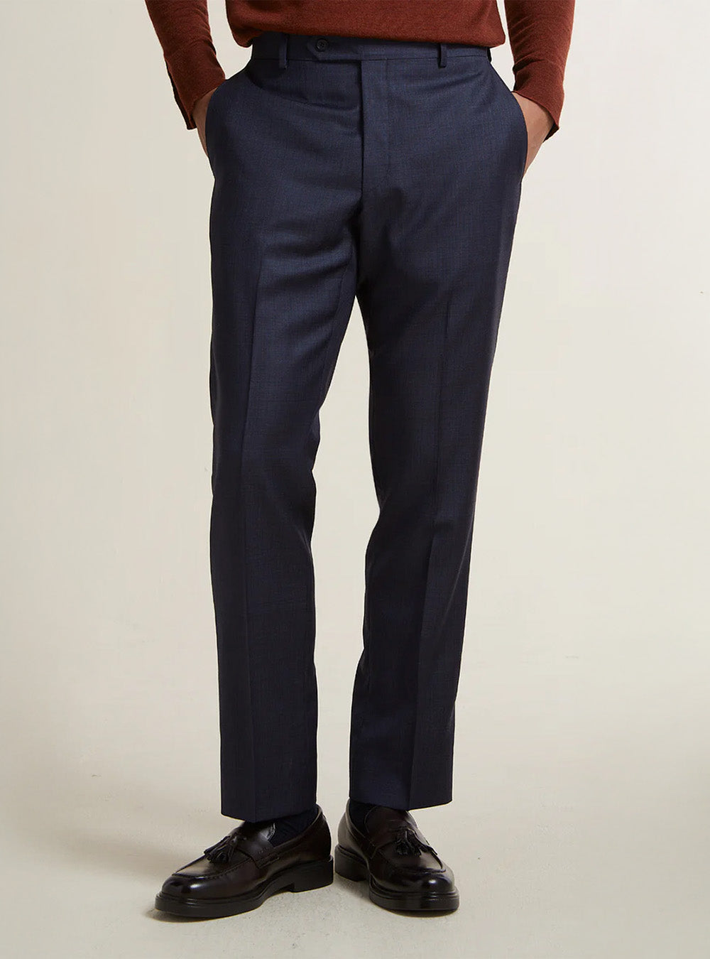 Samuelsohn Navy Blue Sharkskin Suit