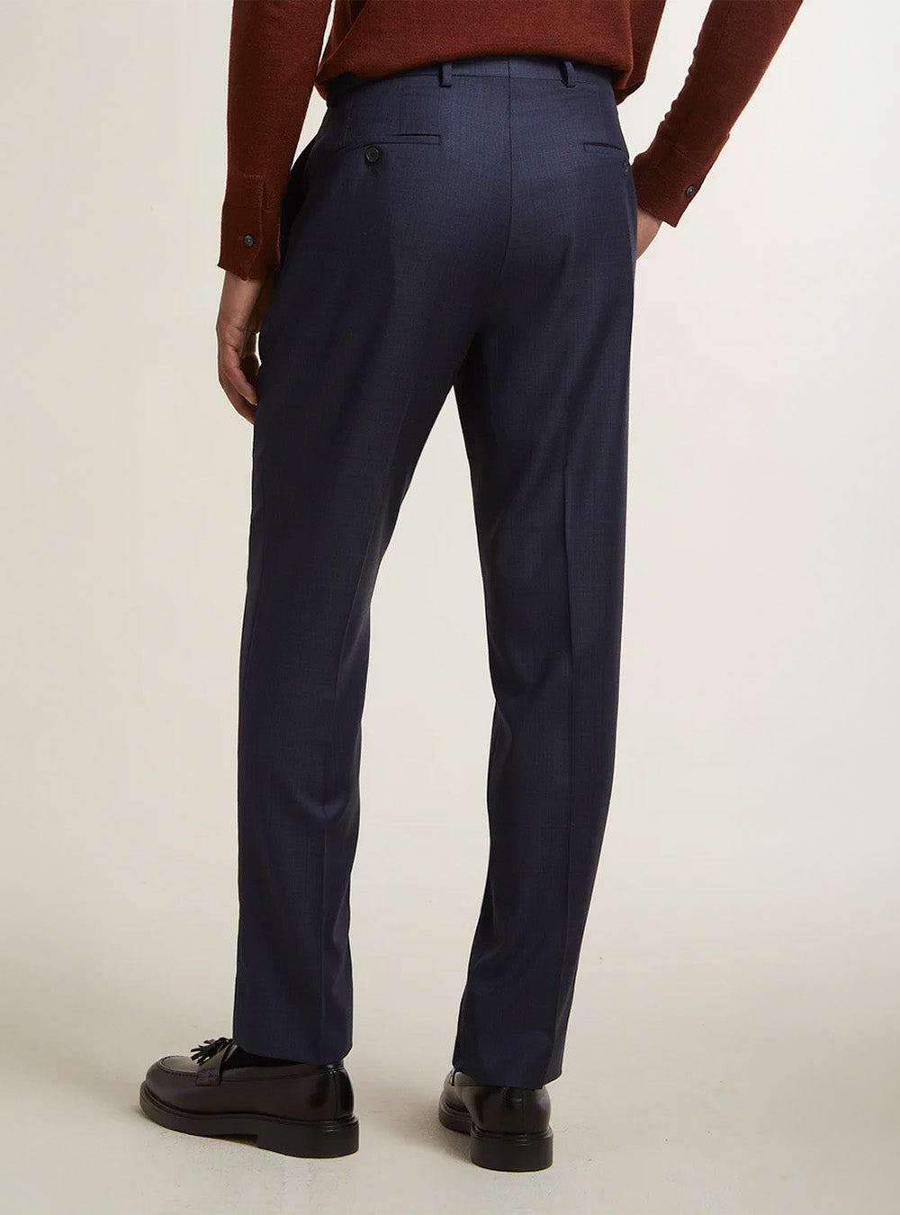 Samuelsohn Navy Blue Sharkskin Suit