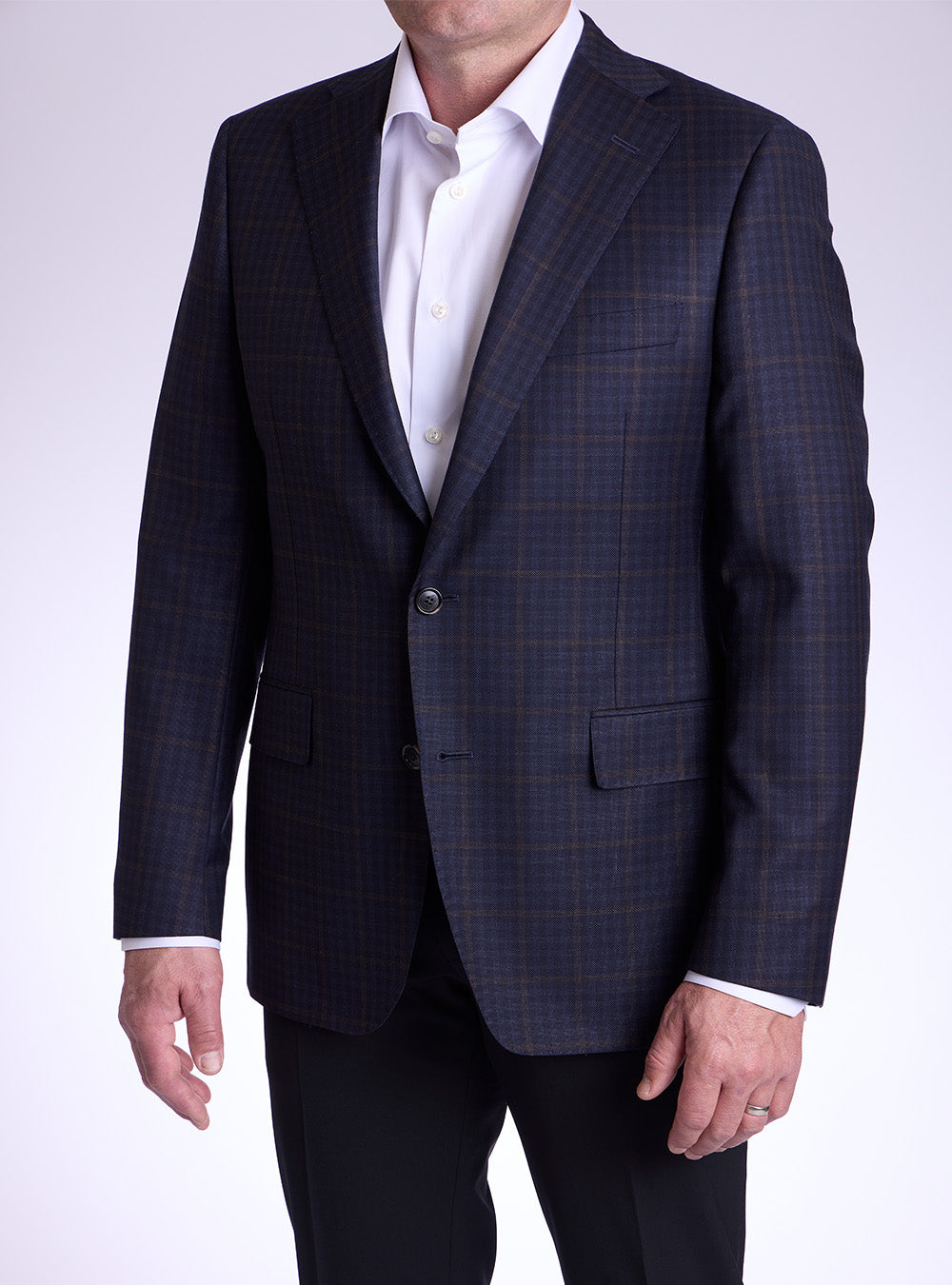 Samuelsohn Blue, Brown & Caramel Windowpane Sport Jacket