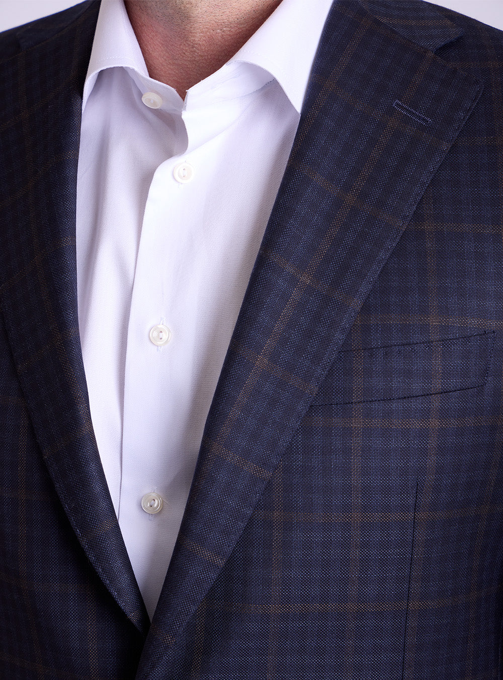 Samuelsohn Blue, Brown & Caramel Windowpane Sport Jacket