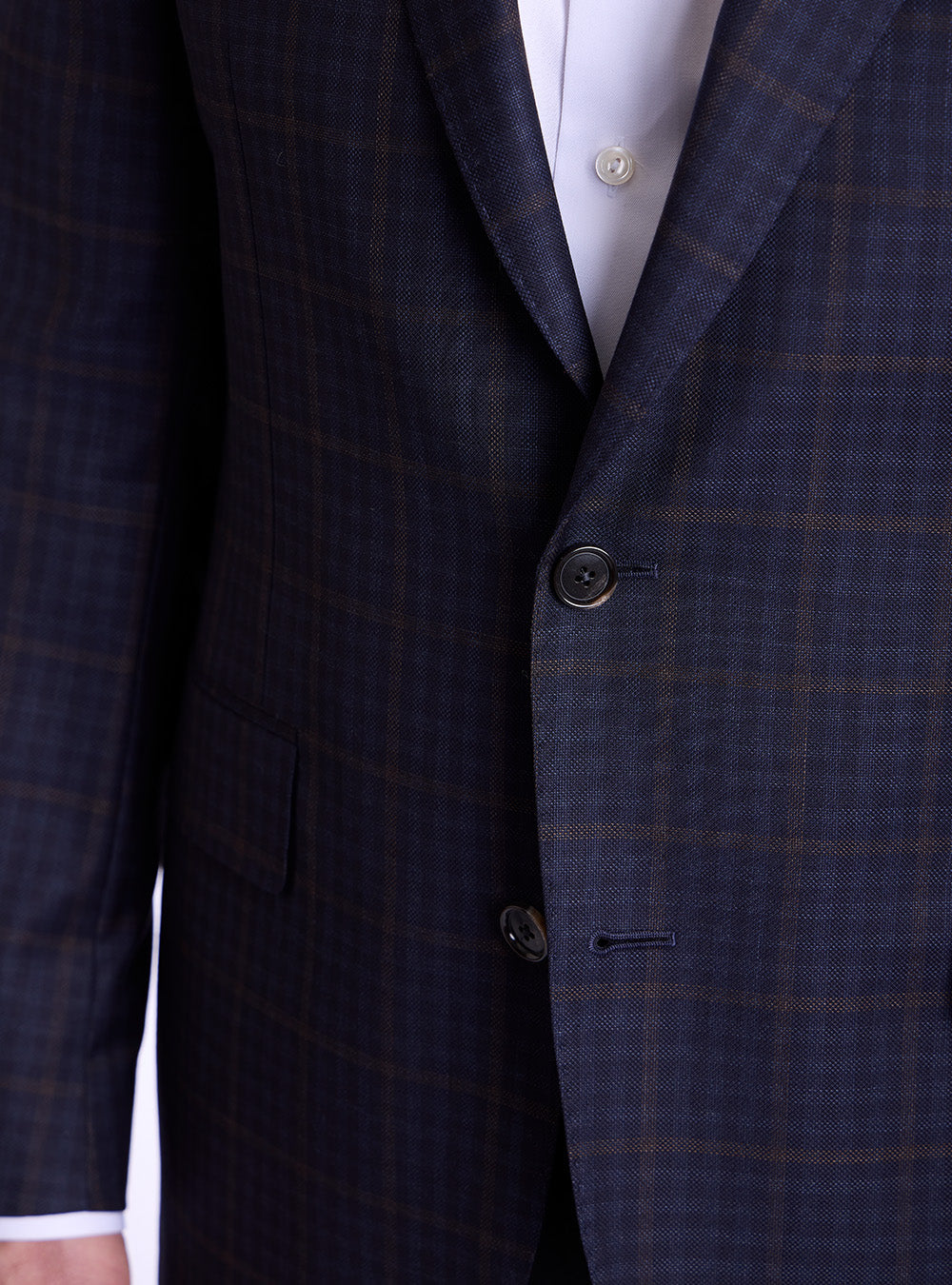 Samuelsohn Blue, Brown & Caramel Windowpane Sport Jacket