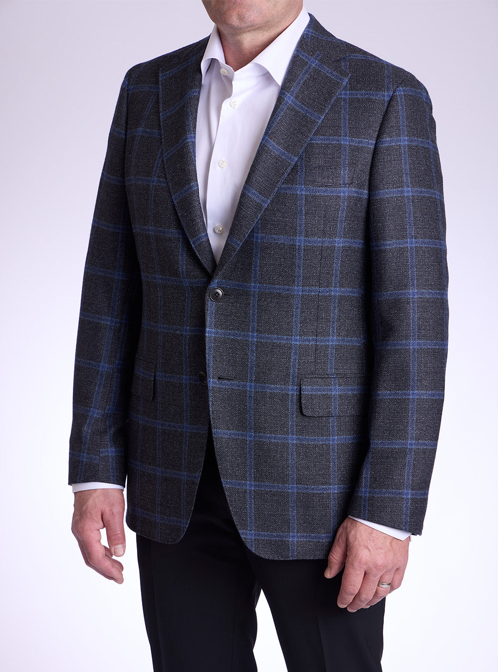 Samuelsohn Grey & Blue Windowpane Sport Jacket