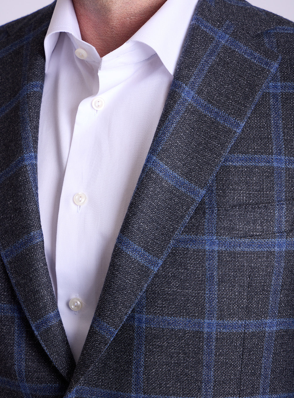 Samuelsohn Grey & Blue Windowpane Sport Jacket