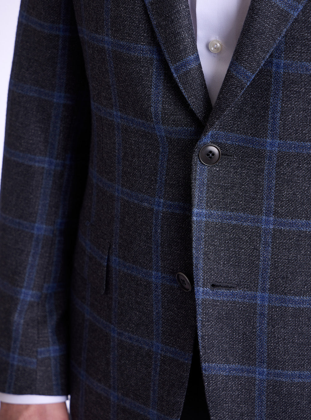 Samuelsohn Grey & Blue Windowpane Sport Jacket