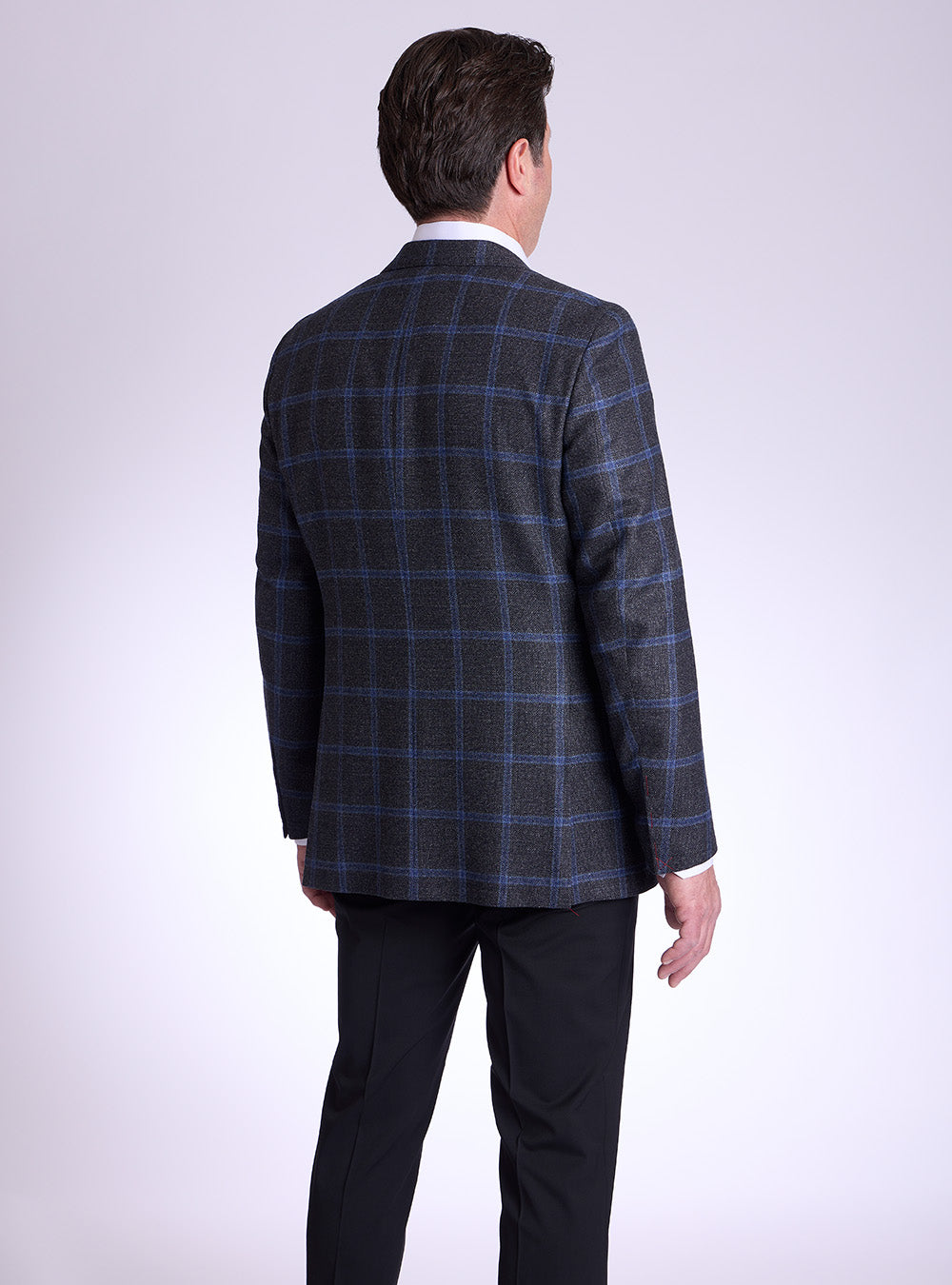 Samuelsohn Grey & Blue Windowpane Sport Jacket