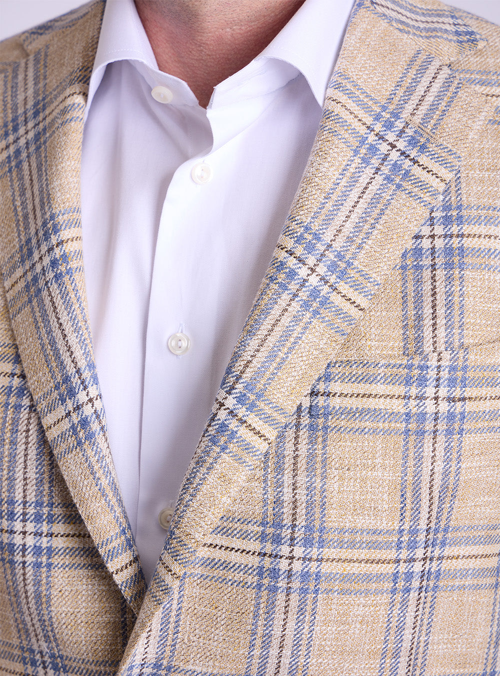Samuelsohn Tan & Blue Overcheck Sport Jacket
