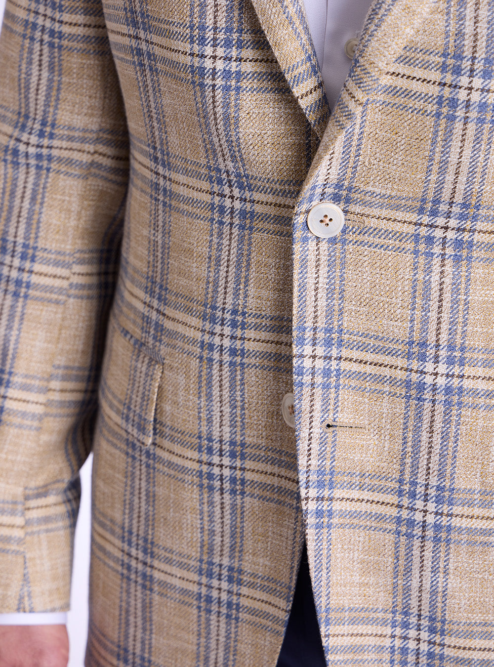 Samuelsohn Tan & Blue Overcheck Sport Jacket
