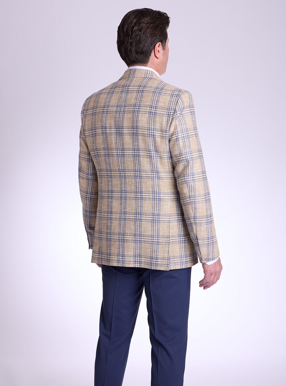 Samuelsohn Tan & Blue Overcheck Sport Jacket