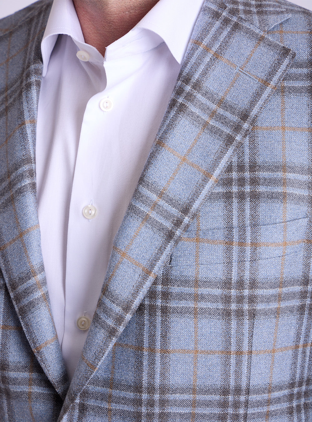 Samuelsohn Blue & Caramel Windowpane Sport Jacket