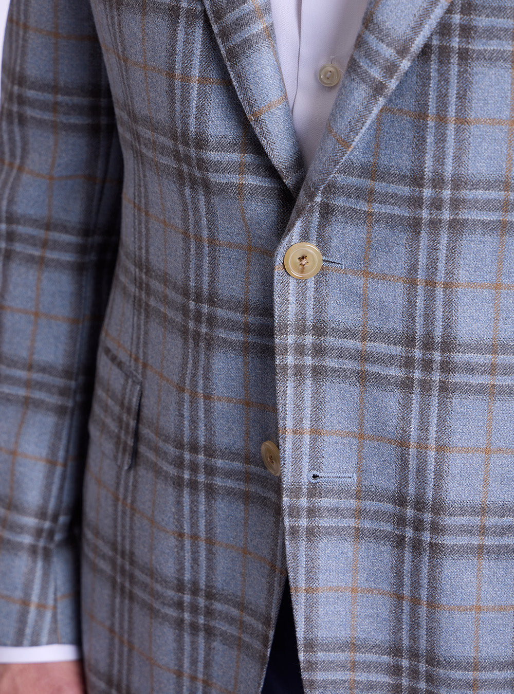 Samuelsohn Blue & Caramel Windowpane Sport Jacket