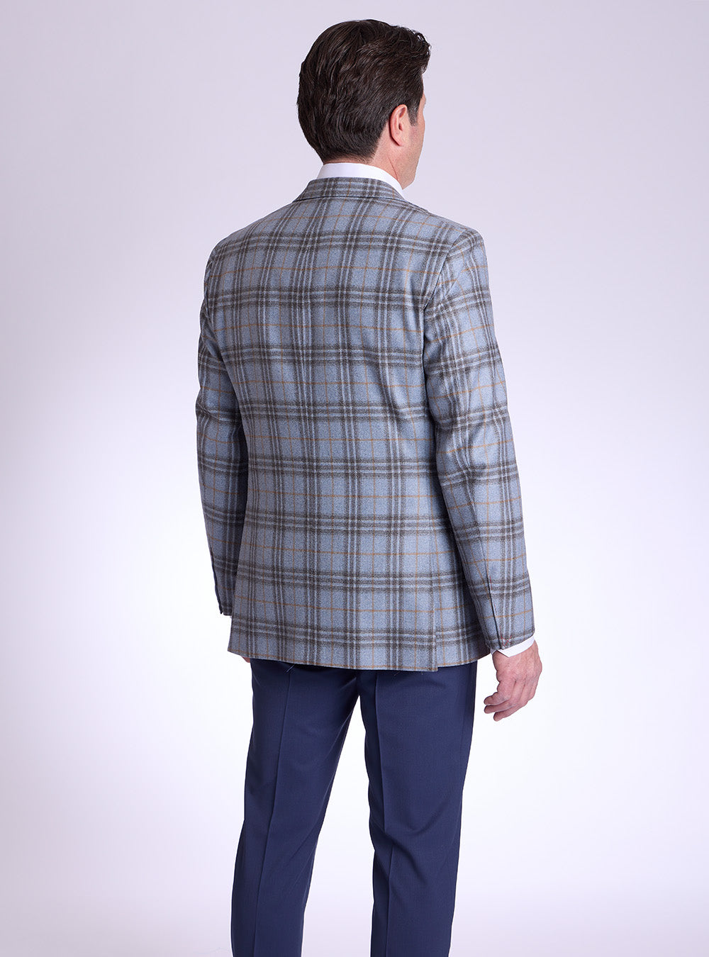Samuelsohn Blue & Caramel Windowpane Sport Jacket