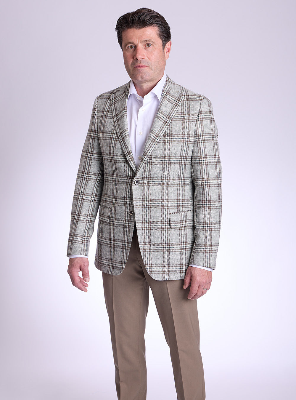 Samuelsohn Grey & Maroon Check Sport Jacket