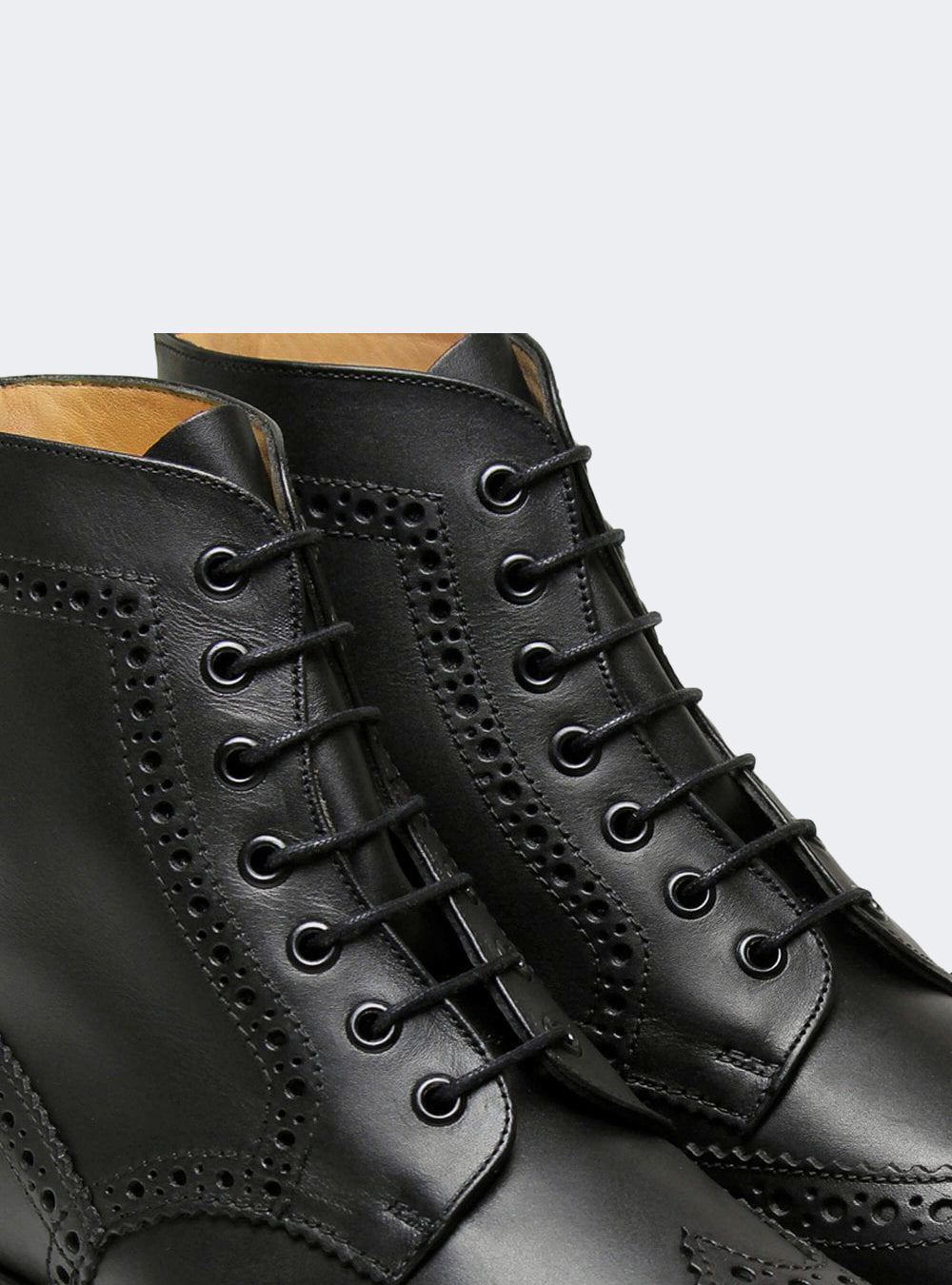 Sanders 2453 Wing-Tip Dery Boot - Black Waxy Calf