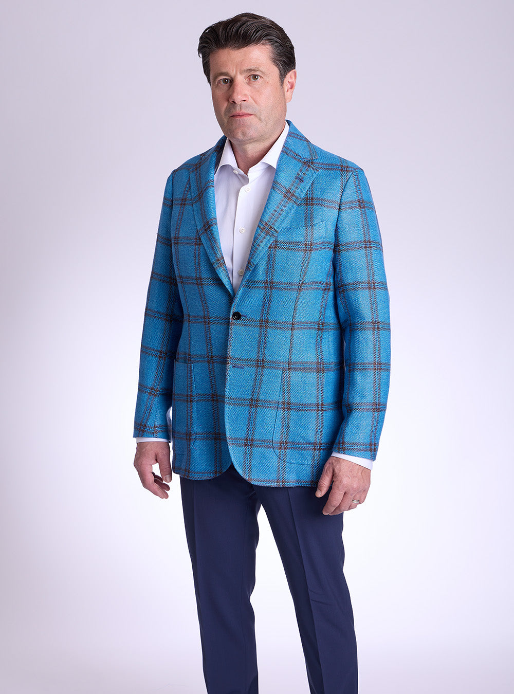 Sartori Blue & Maroon Windowpane Sport Jacket
