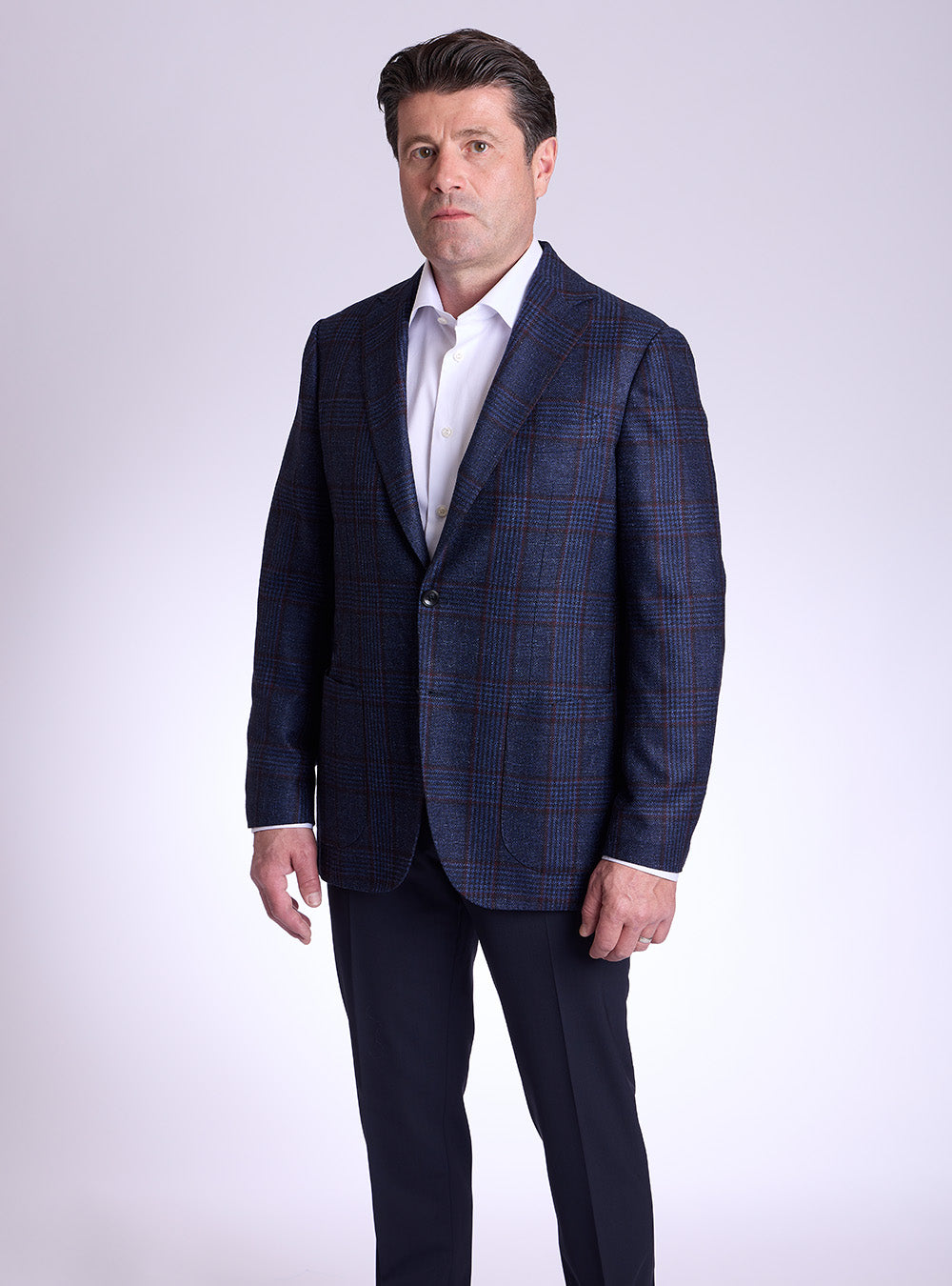 Sartorio Blue & Burgundy Windowpane Sport Jacket