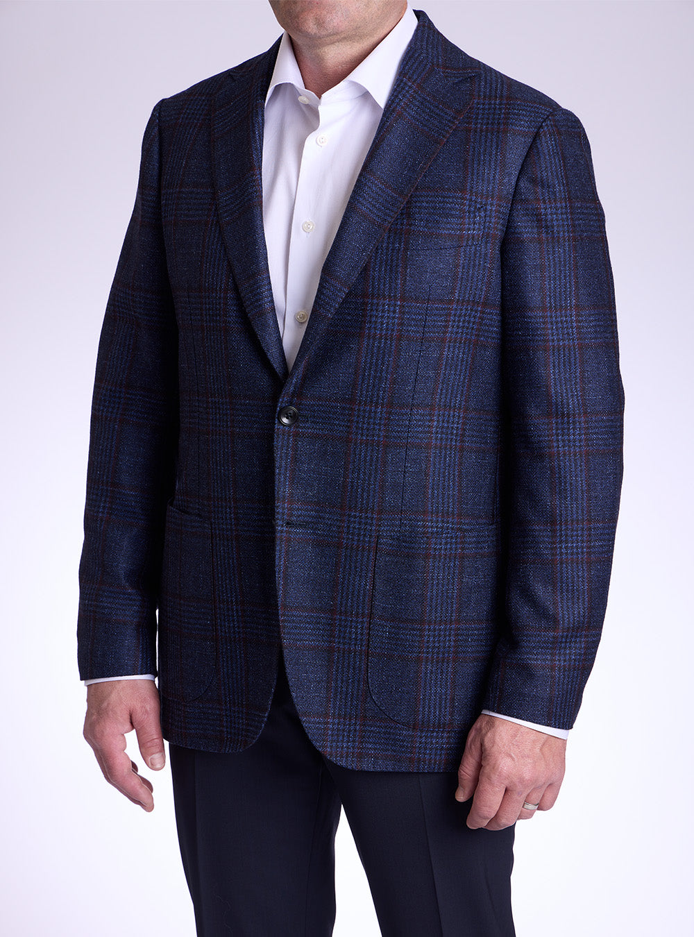 Sartorio Blue & Burgundy Windowpane Sport Jacket