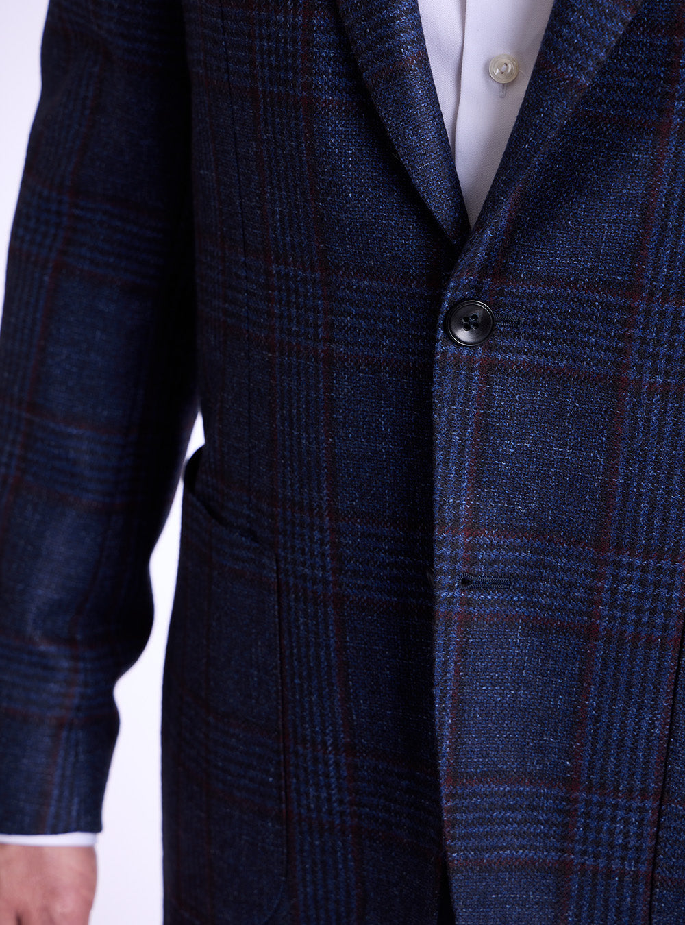 Sartorio Blue & Burgundy Windowpane Sport Jacket