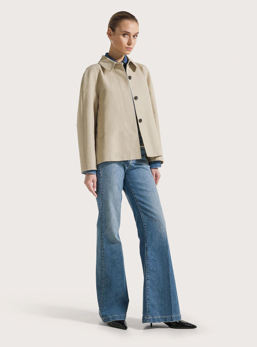 Seventy High-Waisted Long Stretch Jeans With Stone Accessory Pockets -  Light Blue Denim