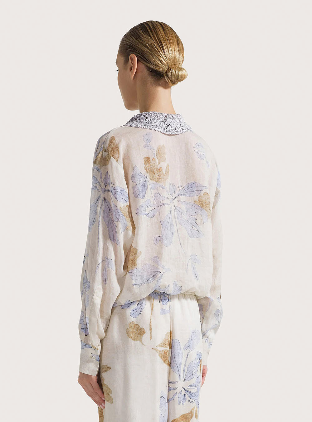 Seventy Printed Ramie Shirt - Azzurro