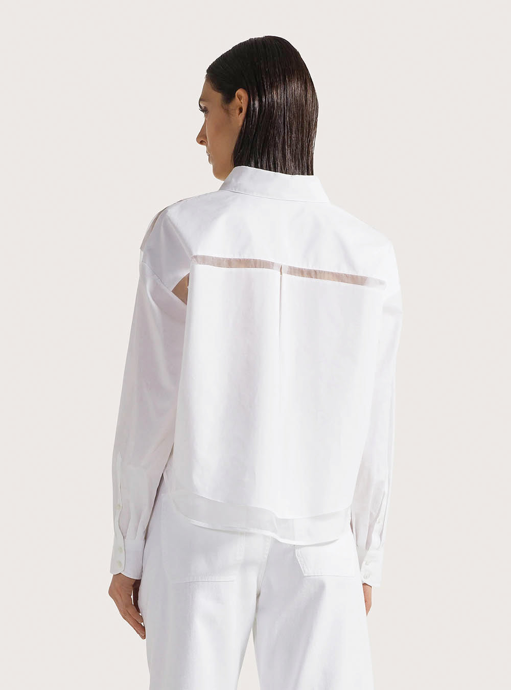 Seventy Short Poplin Organza Shirt - White