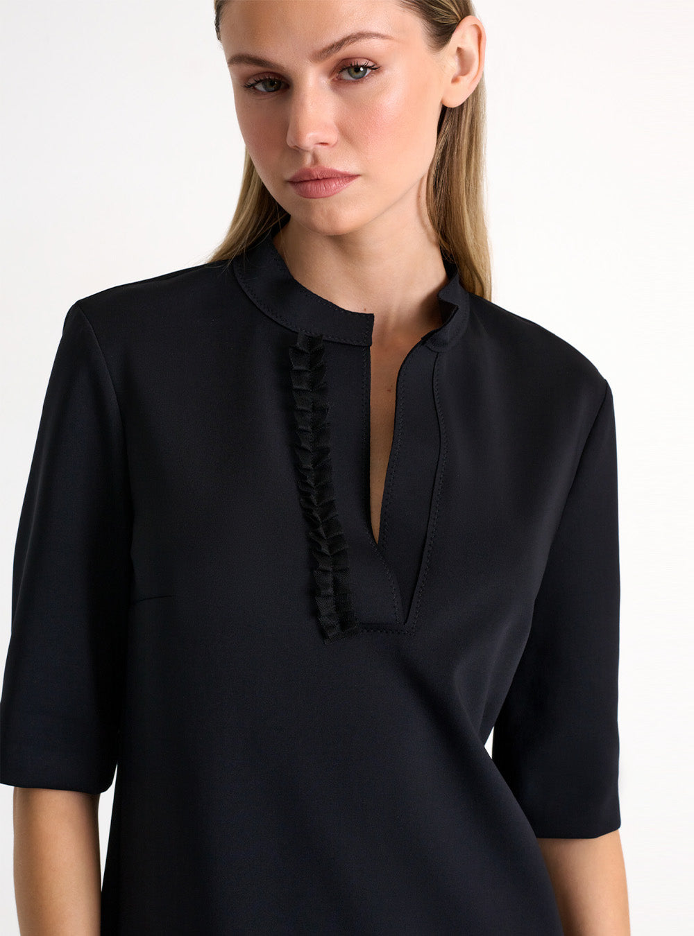 Shan Straight-Cut Mao Collar Dress