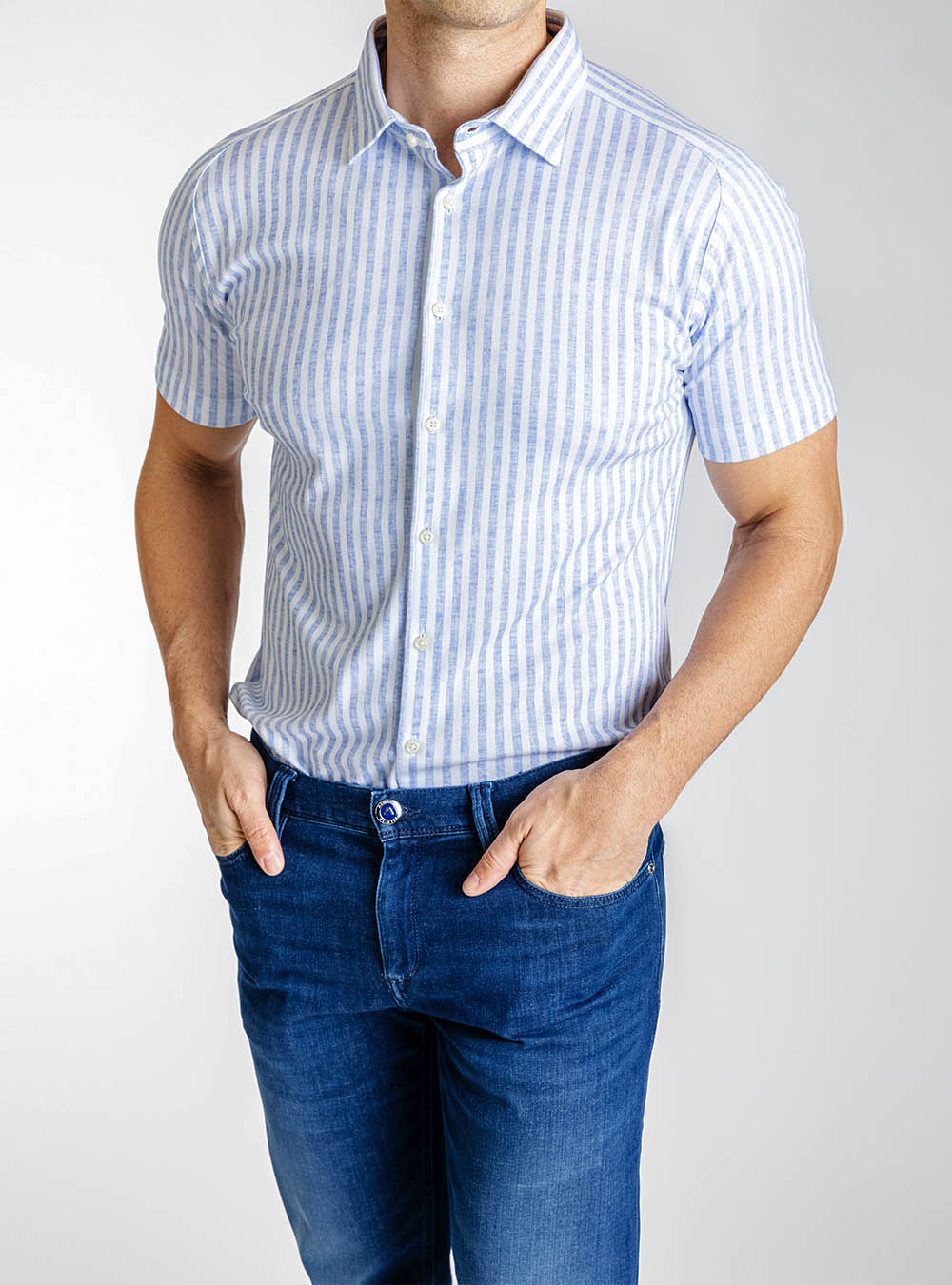 Desoto Short Sleeve Washed Blue Shirt
