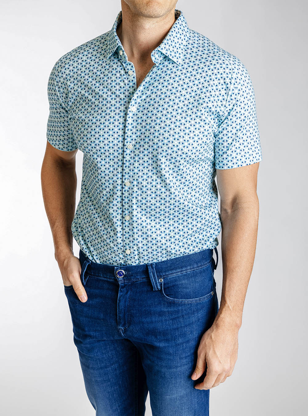 Desoto Short Sleeve Blue Medallion Shirt