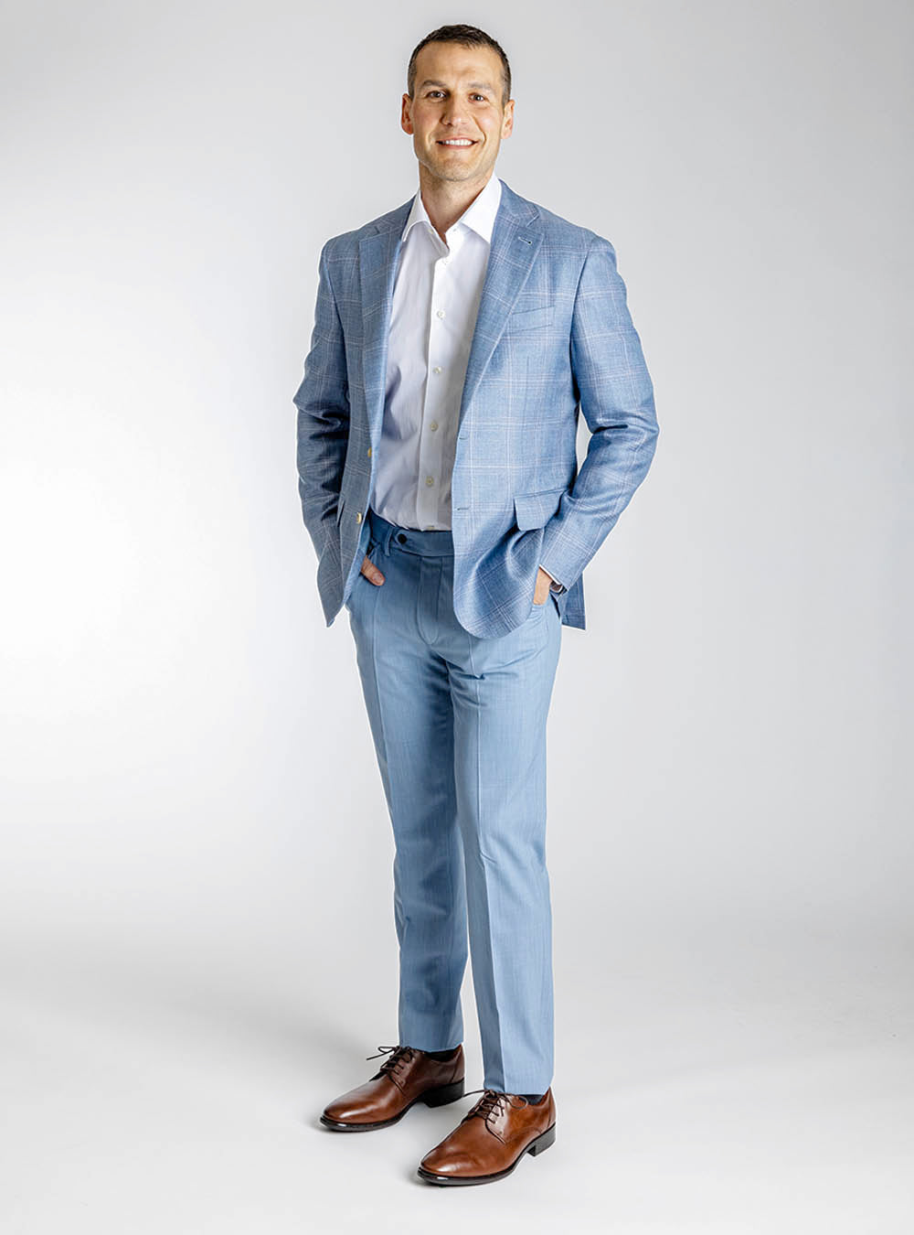 Canali Sky Blue Overcheck Sport Jacket