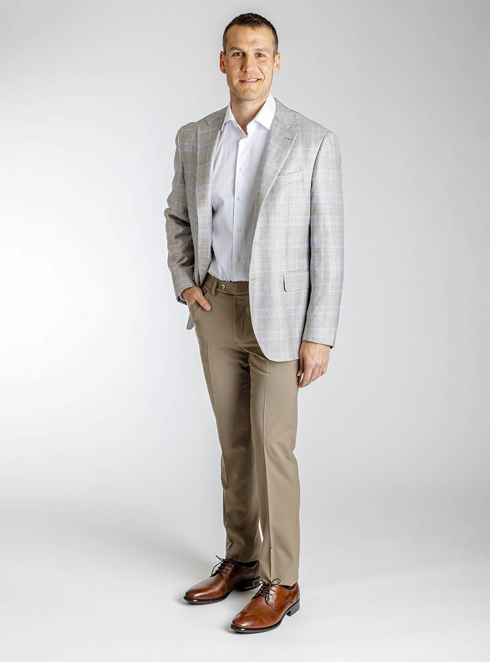 Canali Tan and Blue Box Check Sport Jacket