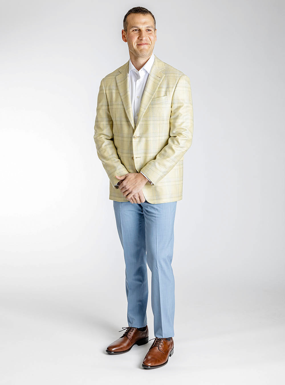 Canali Lemon Yellow with Blue Check Sport Jacket
