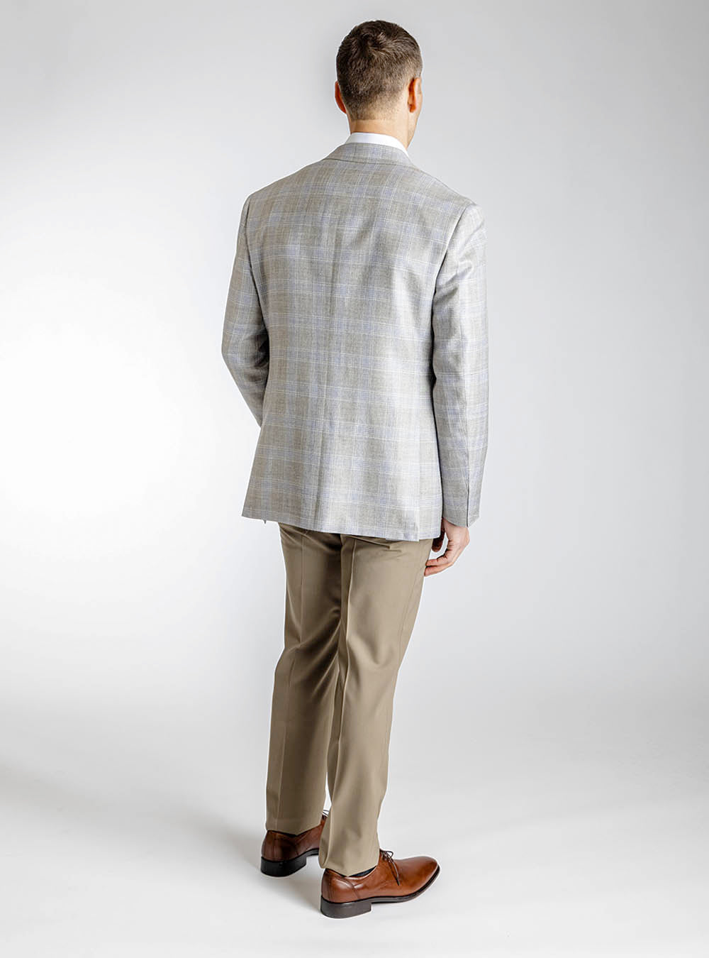 Canali Tan and Blue Box Check Sport Jacket
