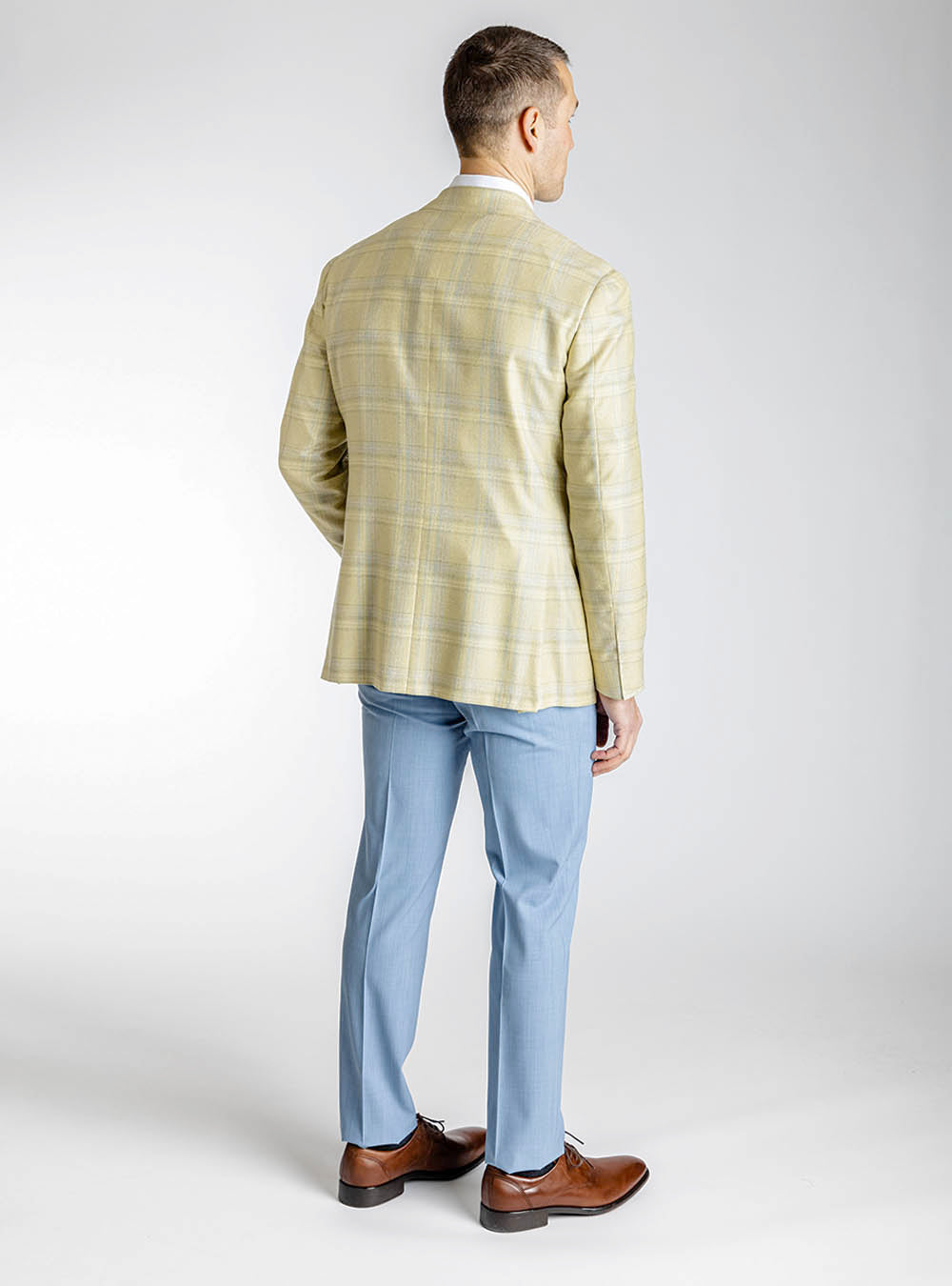 Canali Lemon Yellow with Blue Check Sport Jacket
