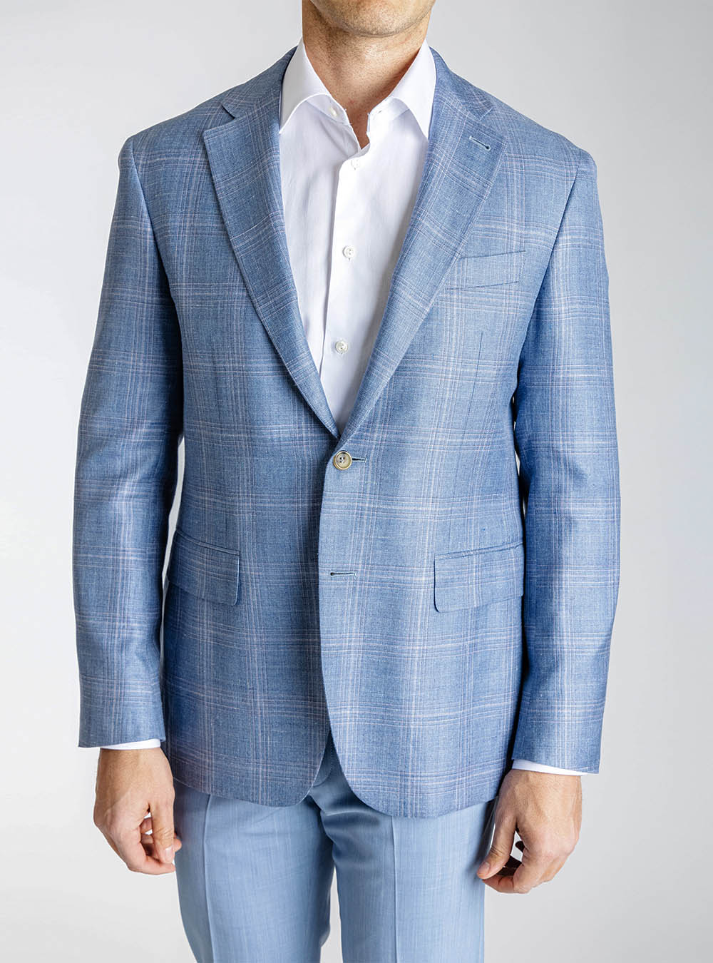 Canali Sky Blue Overcheck Sport Jacket