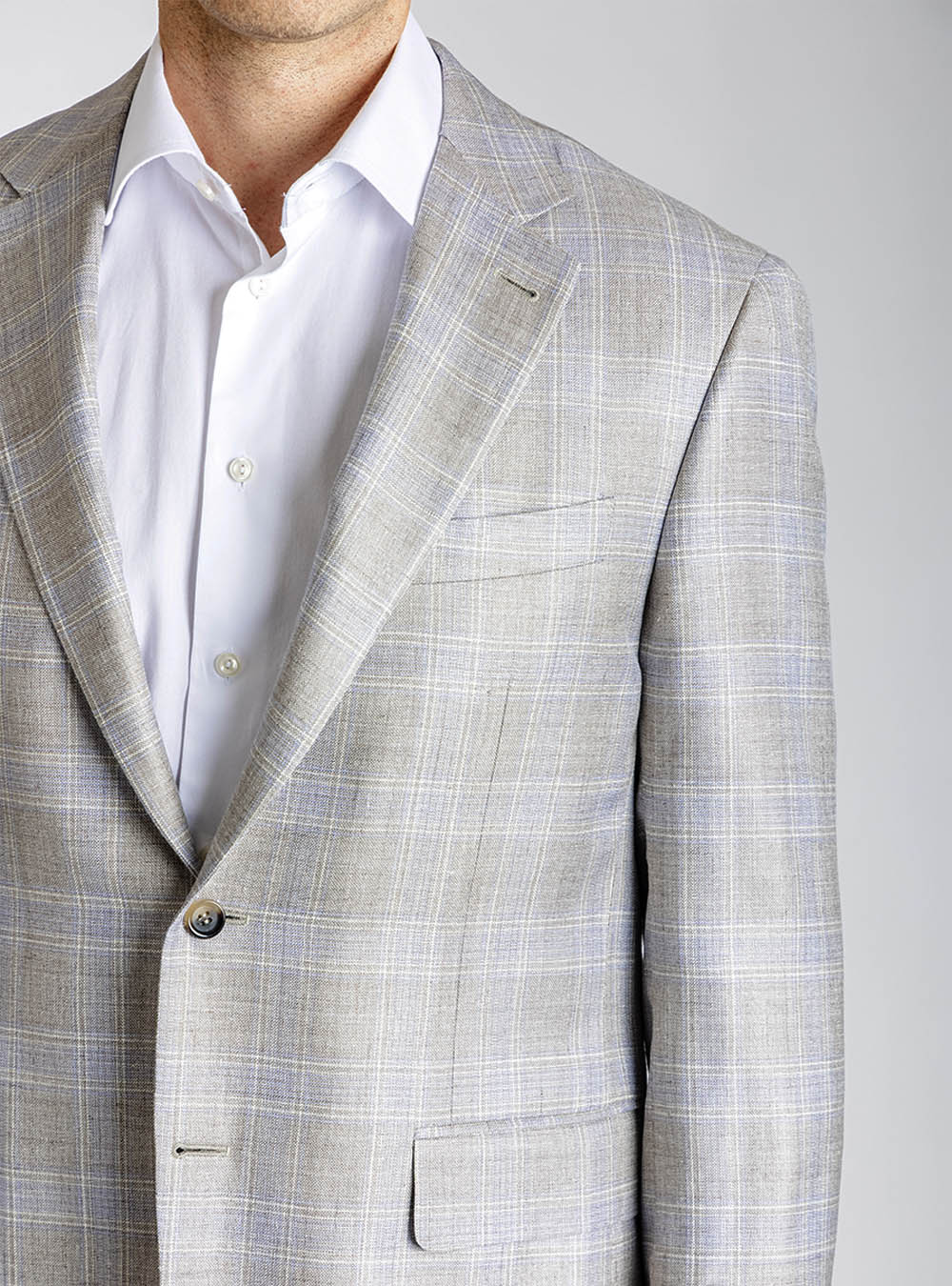 Canali Tan and Blue Box Check Sport Jacket