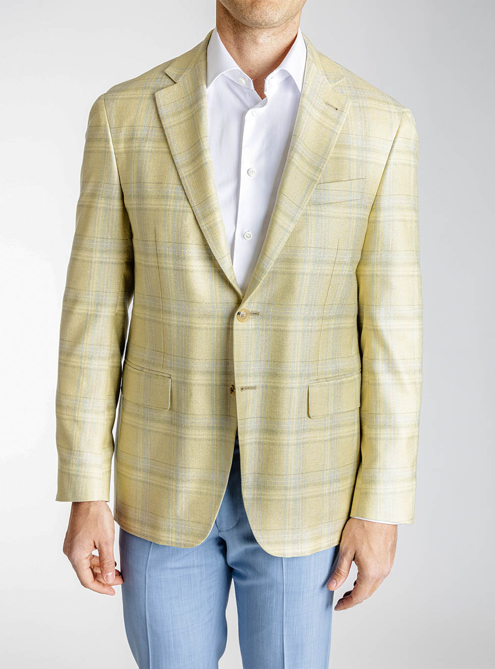 Canali Lemon Yellow with Blue Check Sport Jacket