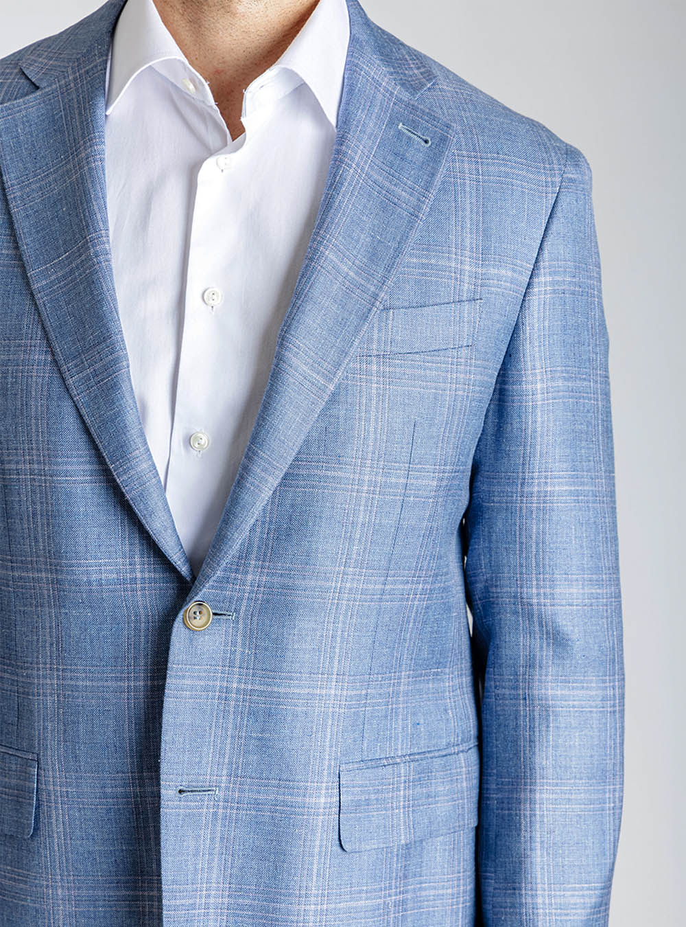 Canali Sky Blue Overcheck Sport Jacket