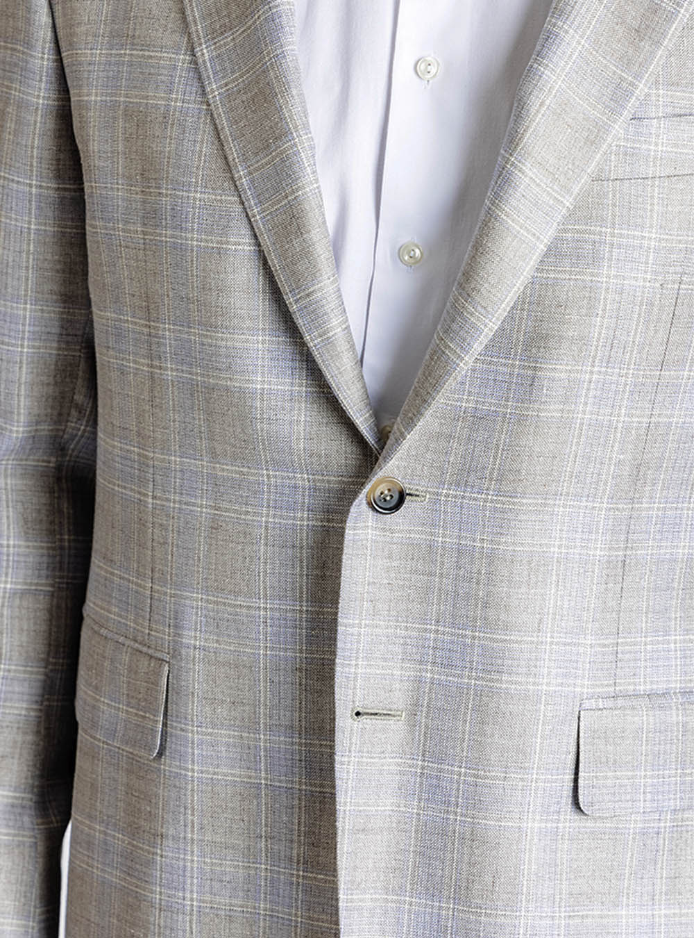Canali Tan and Blue Box Check Sport Jacket