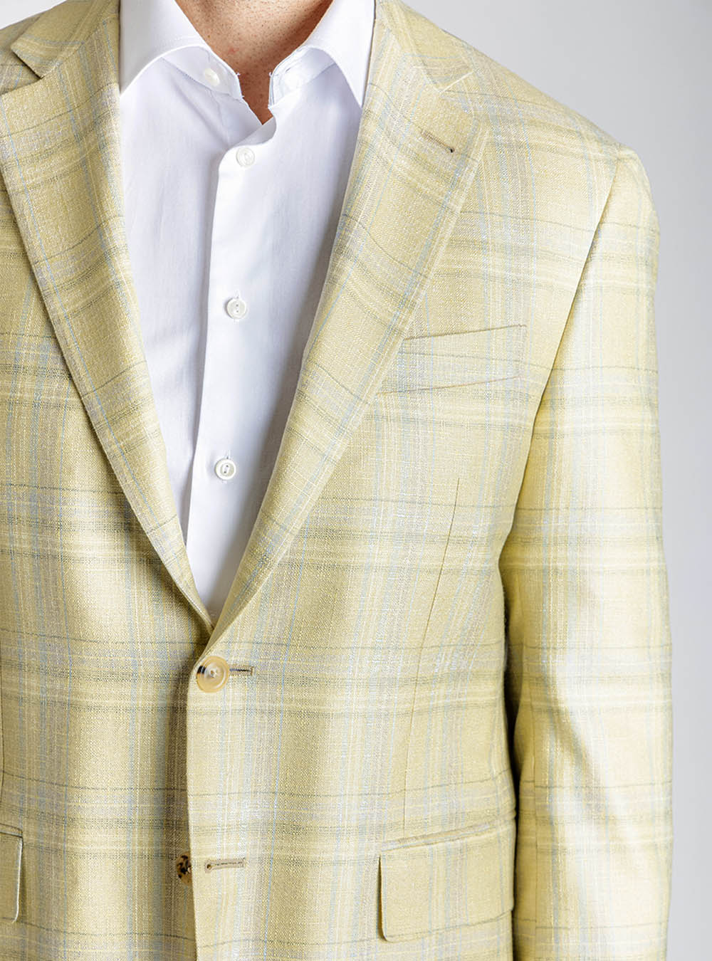 Canali Lemon Yellow with Blue Check Sport Jacket