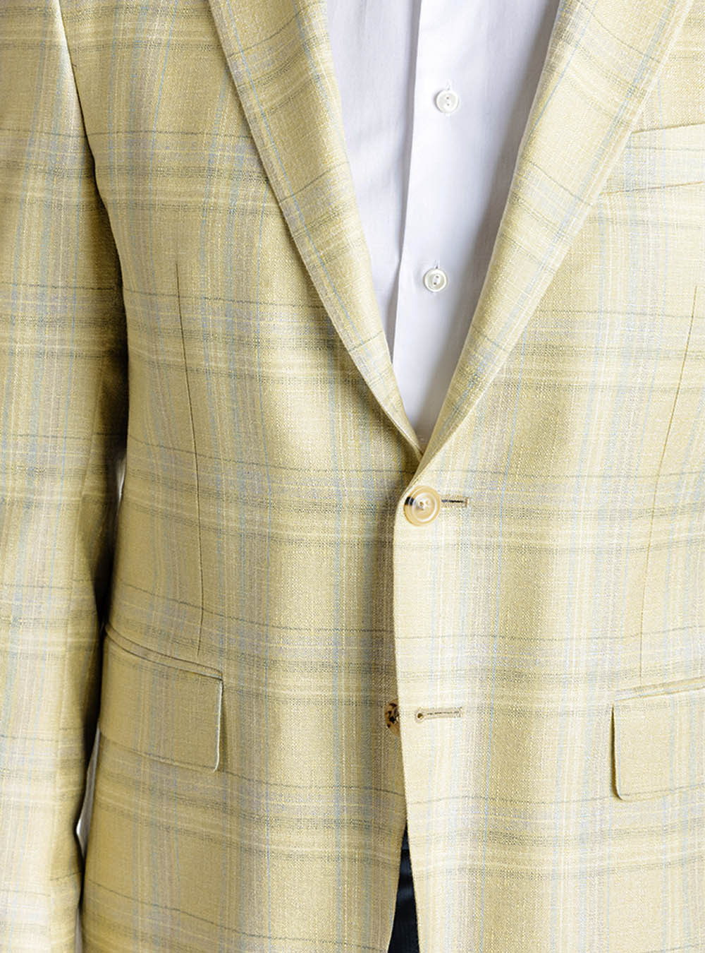 Canali Lemon Yellow with Blue Check Sport Jacket