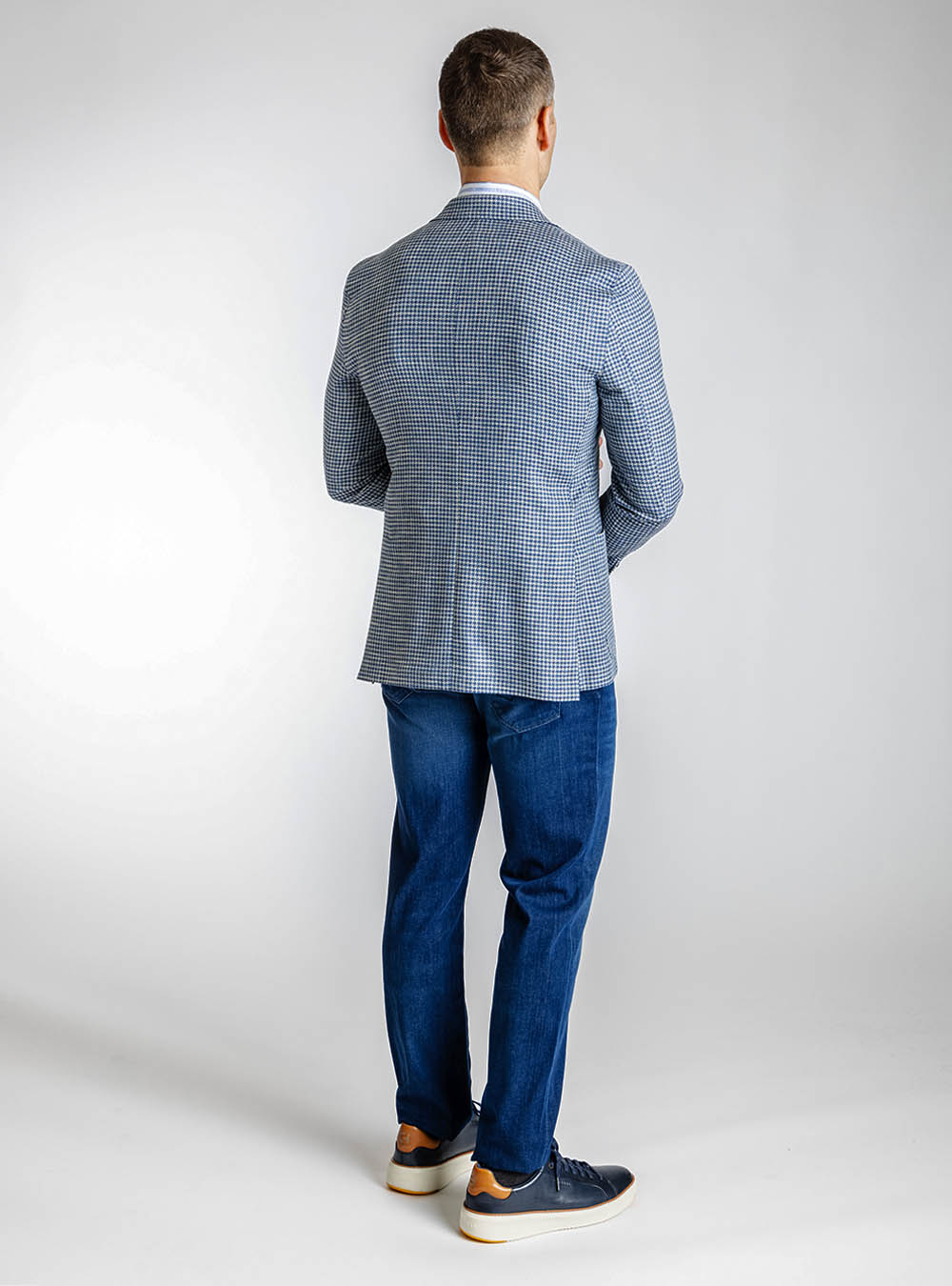 Coppley Sky Blue and Navy Houndstooth Sport Jacket